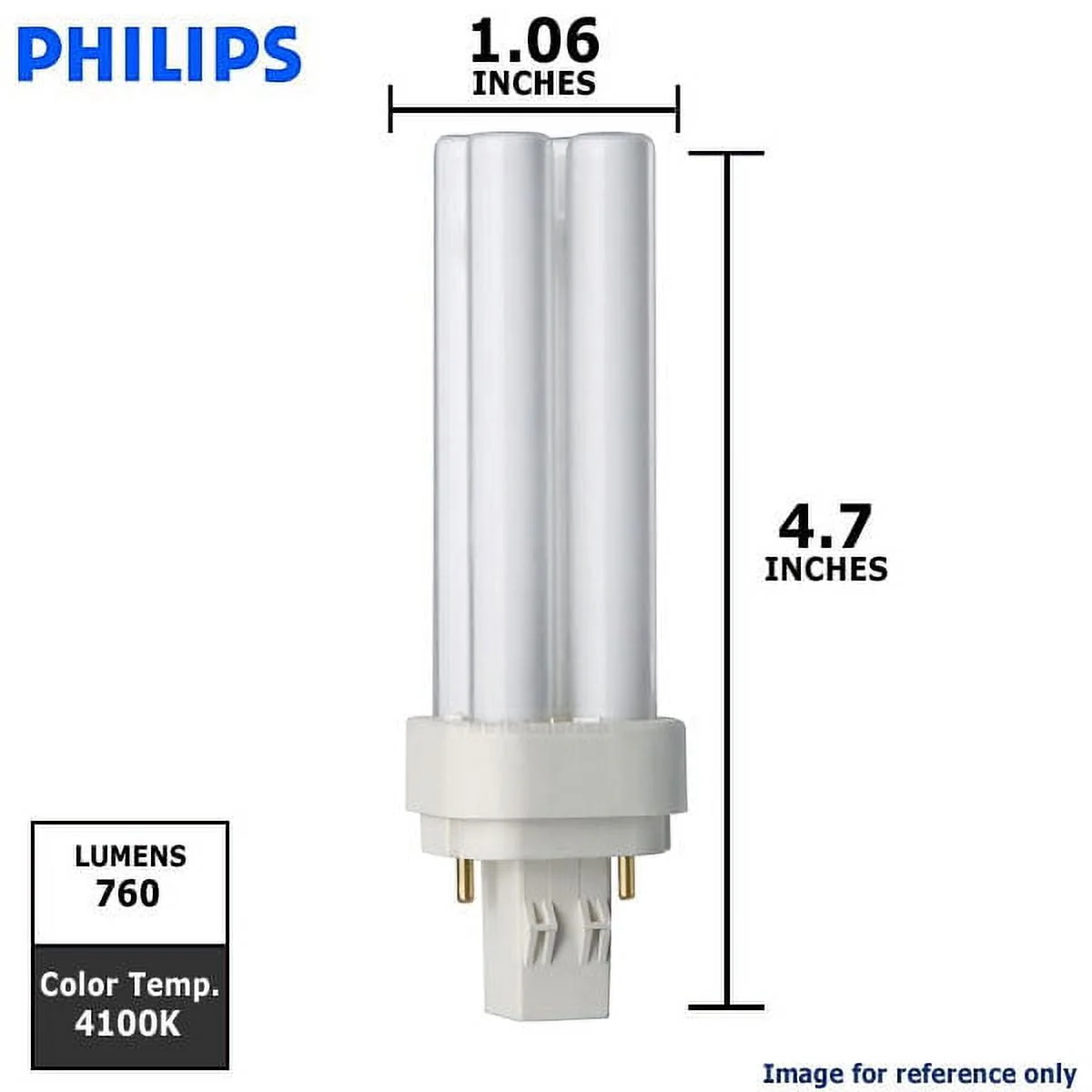 Philips 13-Watt Equivalent CFLNI 2-Pin GX23-2 CFL Light Bulb, Cool White 4100K - Image 2