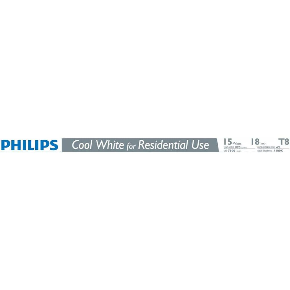 Philips 15-Watt 18 in. Linear T8 Fluorescent Tube Light Bulb, Cool White 4100K - Image 3