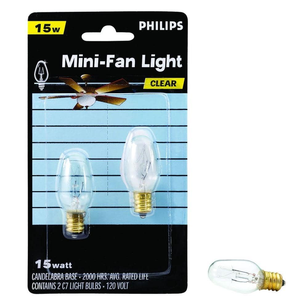 Philips 15-Watt C7.5 Incandescent Clear Candelabra Base Light Bulb (2-Pack) - Image 3