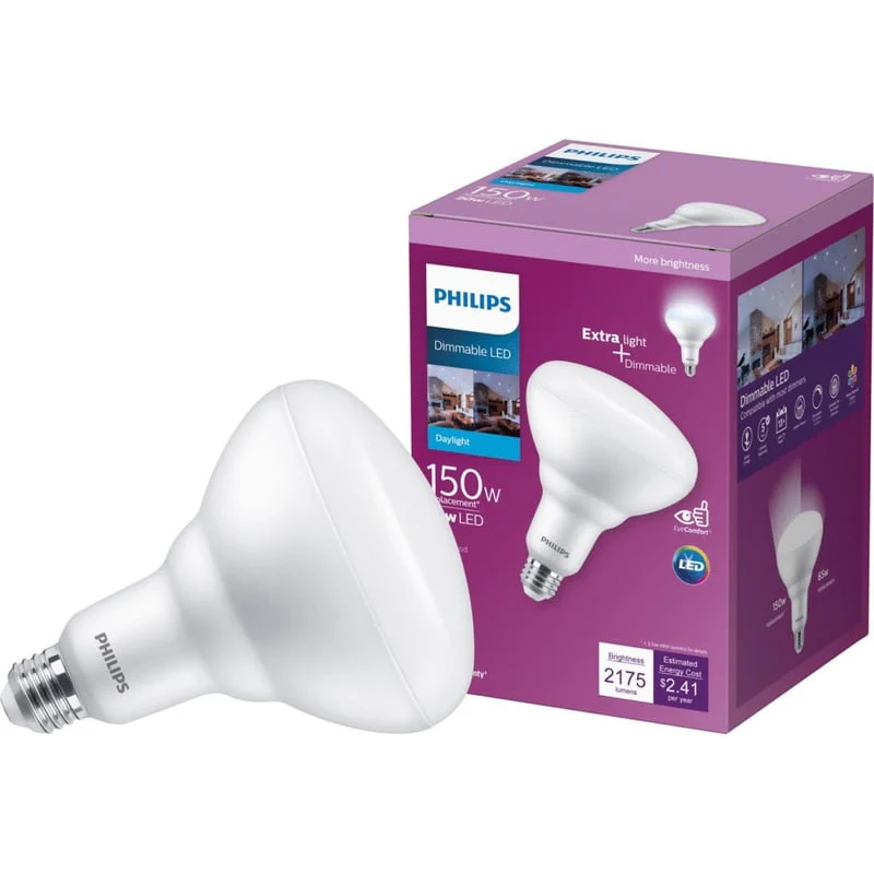 Philips 150-Watt Equivalent BR40 Dimmable LED Flood Light Bulb, Daylight 5000K, 2175 Lumens (2-Pack) - Image 3