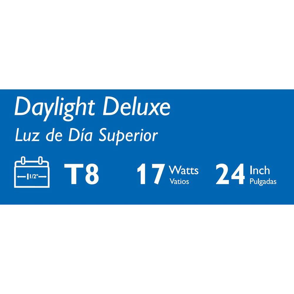 Philips 17-Watt 2 ft. Linear T8 Fluorescent Tube Light Bulb, Daylight Deluxe 6500K - Image 4