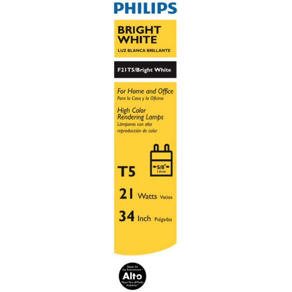 Philips 21-Watt 34 in. Linear T5 Fluorescent Tube Light Bulb, Bright White (3000K) - Image 2