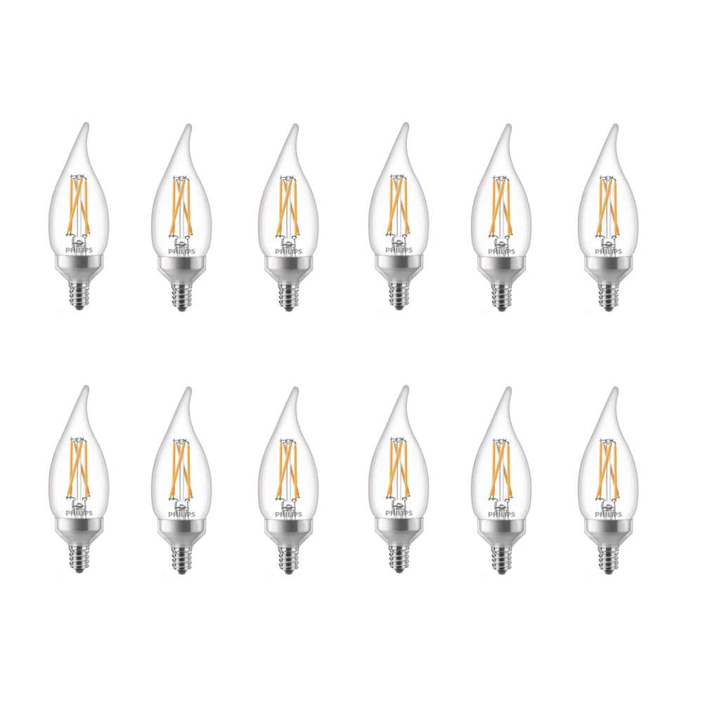 Philips 25-Watt Equivalent BA11 Dimmable Warm Glow LED Candle Light Bulb, Bent Tip, E12, Soft White 2700K (6-Pack)