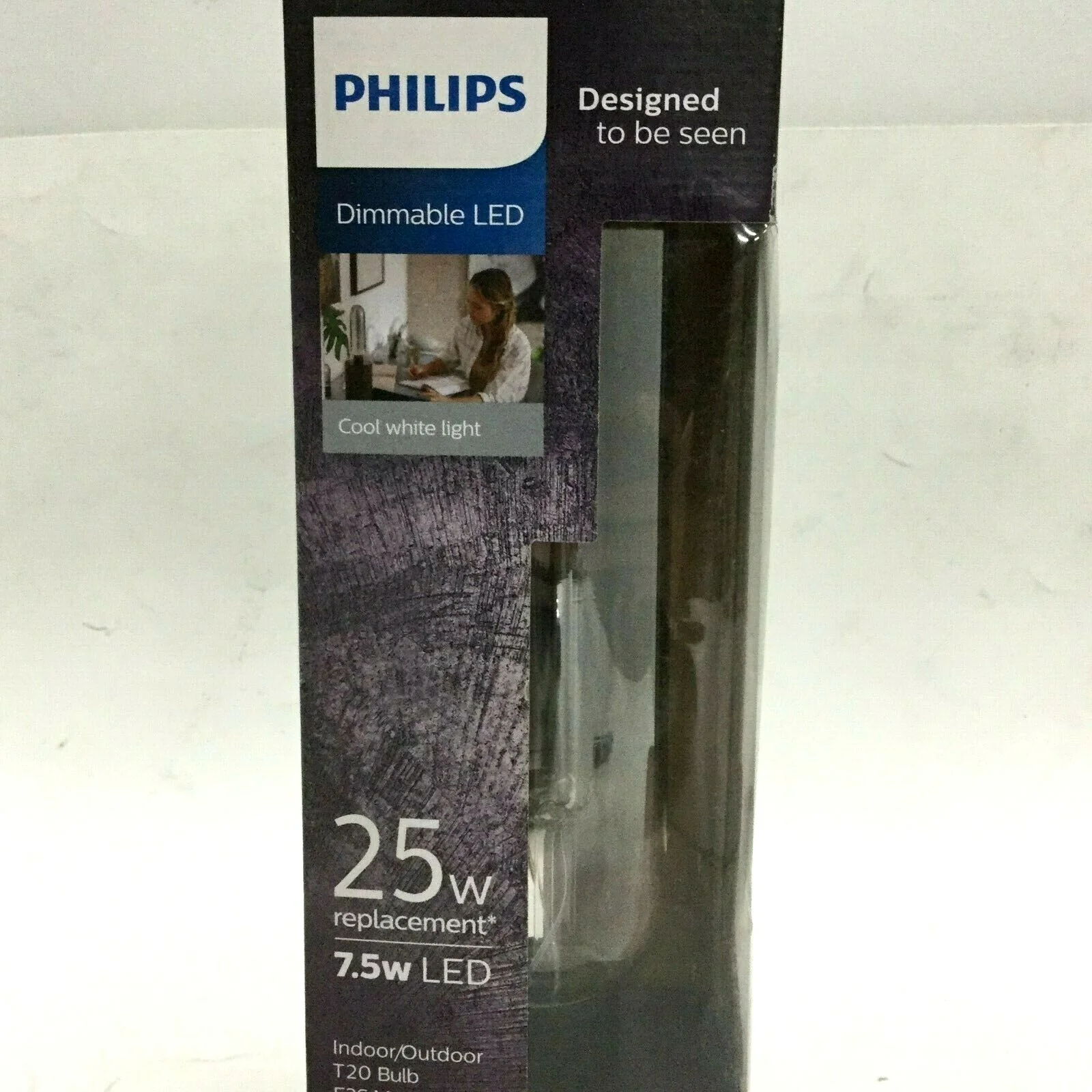 Philips 25-Watt Equivalent T20 Dimmable Modern Glass Edison LED Large Light Bulb, Cool White 4000K