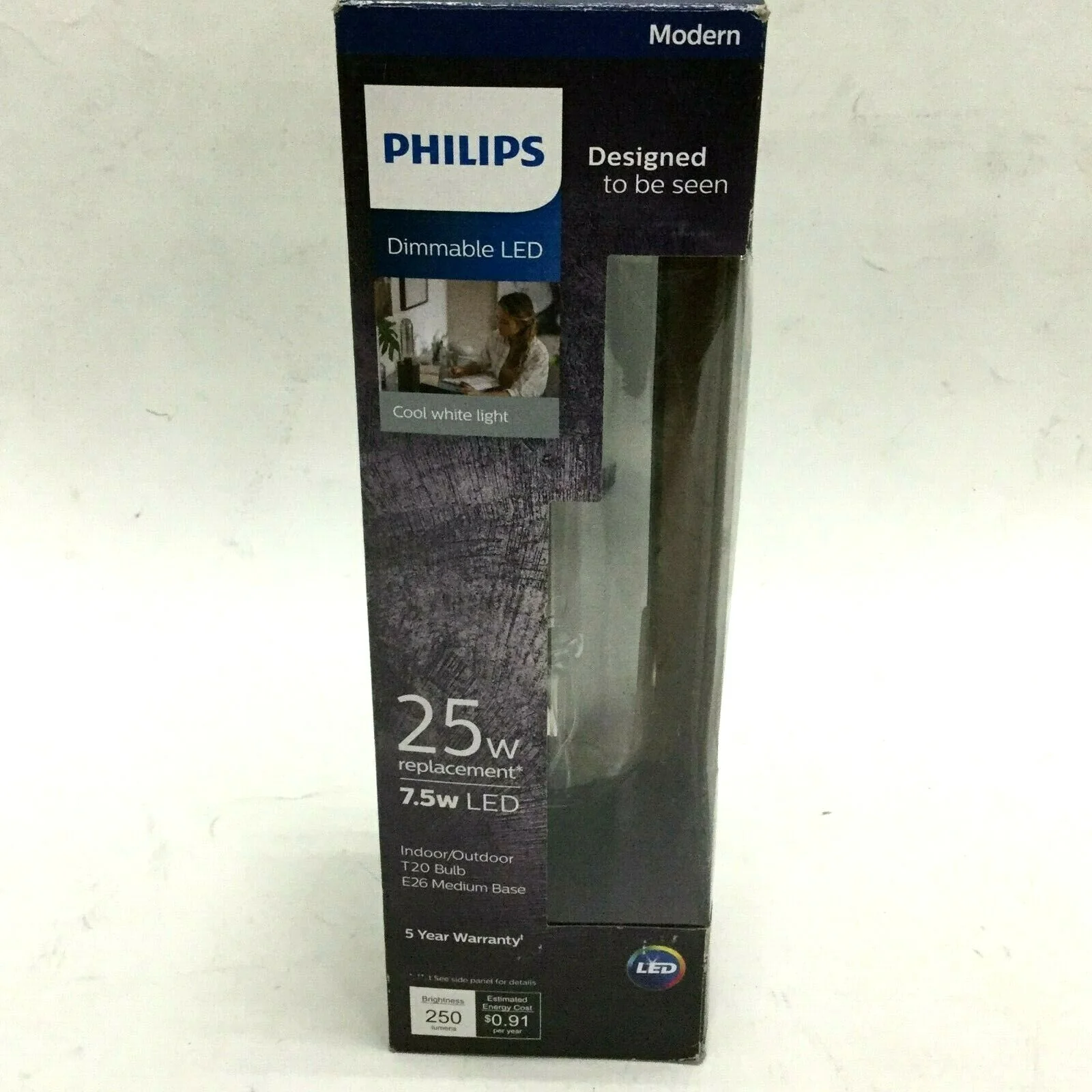 Philips 25-Watt Equivalent T20 Dimmable Modern Glass Edison LED Large Light Bulb, Cool White 4000K - Image 3