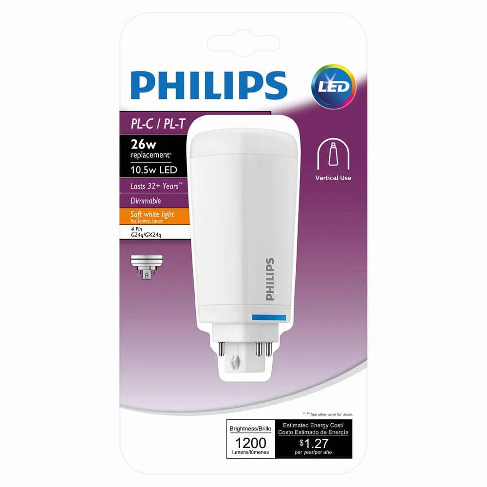 Philips 26-Watt Equivalent PL-C/T 4-Pin Dimmable Linear LED Light Bulb, Soft White (6-Pack) - Image 4