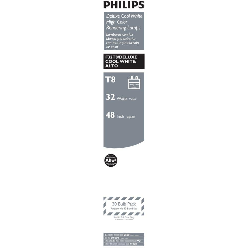 Philips 32-Watt 4 ft. Linear T8 Fluorescent Tube Light Bulb, Cool White 4100K, 30-Pack - Image 4