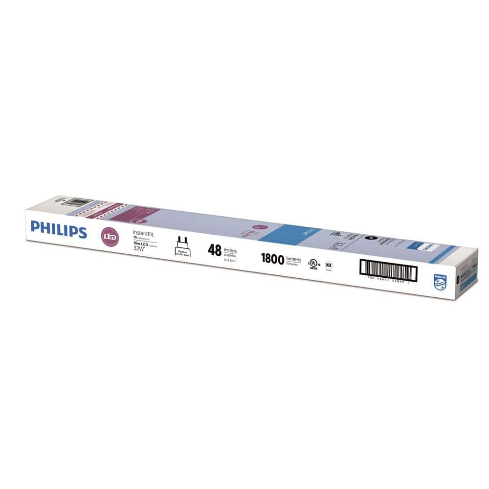 Philips 32-Watt Equivalent 4 ft. Linear T8 InstantFit Type A LED Tube Light Bulb, Daylight 5000K, 10-Pack - Image 2