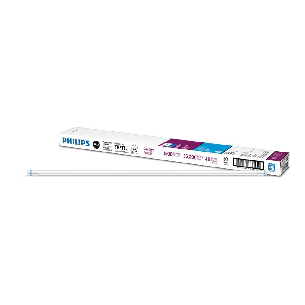 Philips 32W T8/40W T12 Equivalent 4 ft. Universal Fit LED Tube Light Bulbs, Daylight 5000K (2-Pack) - Image 6