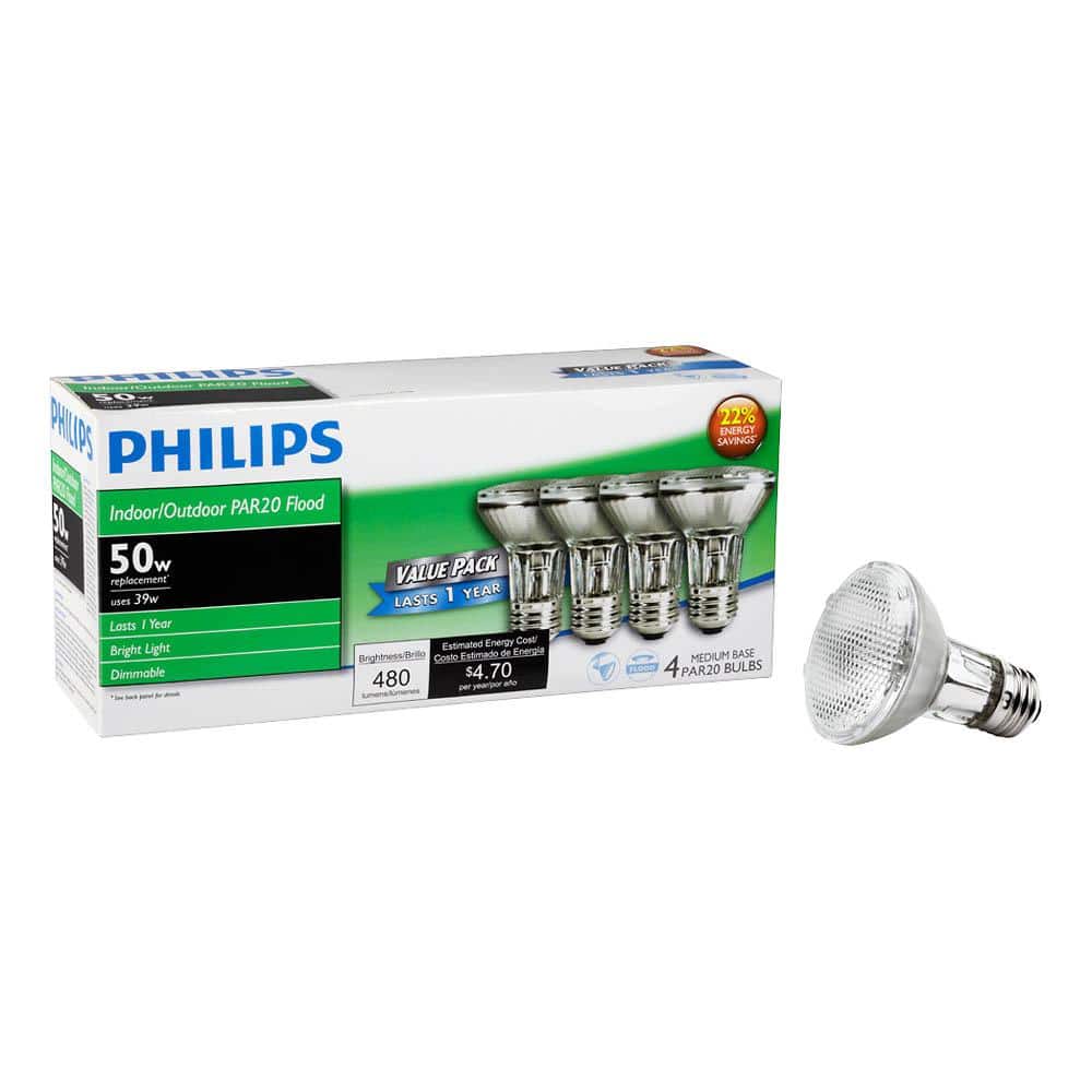 Philips 39-Watt Equivalent Halogen PAR20 Dimmable Flood Light Bulb (4-Pack) - Image 6