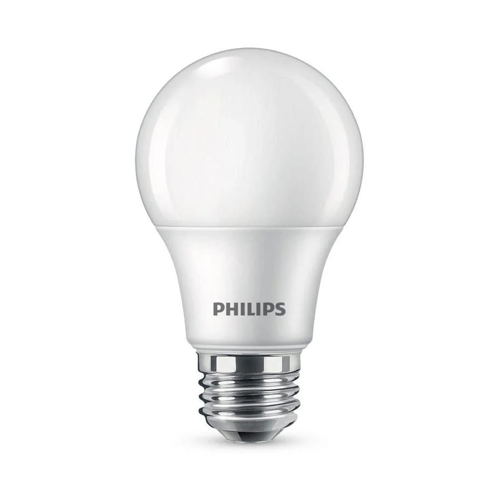 Philips 40-Watt Equivalent A19 Non‑Dimmable Energy‑Saving Frosted Classic Glass LED Light Bulb, Daylight 5000K (8‑Pack)