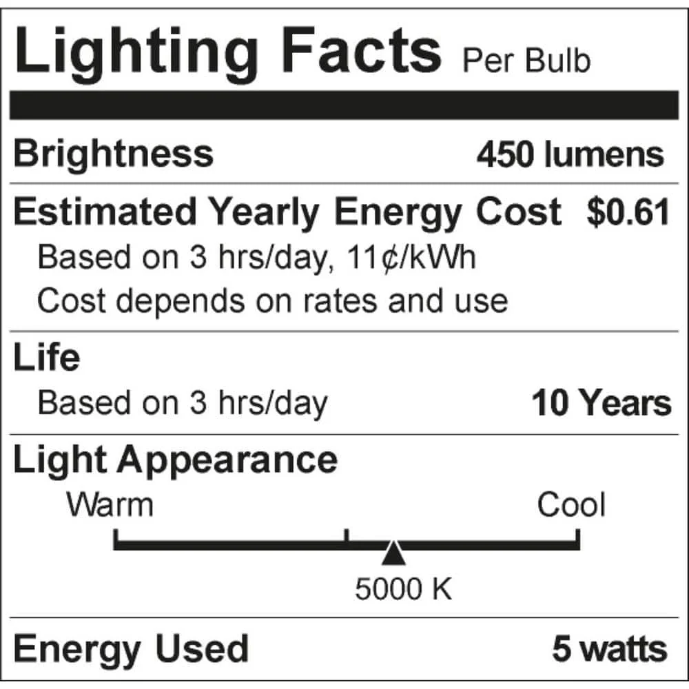Philips 40-Watt Equivalent A19 Non‑Dimmable Energy‑Saving Frosted Classic Glass LED Light Bulb, Daylight 5000K (8‑Pack) - Image 7