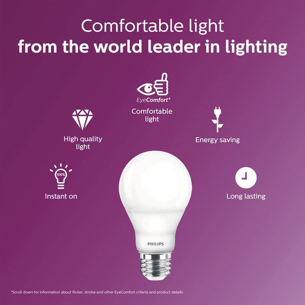 Philips 40-Watt Equivalent A19 Non-Dimmable Energy Saving LED Light Bulb, Soft White 2700K (16-Pack) - Image 6