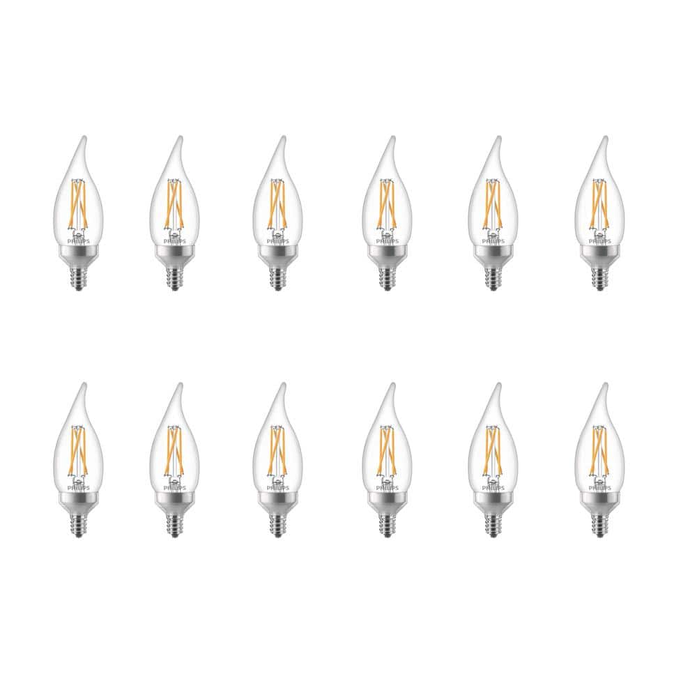 Philips 40-Watt Equivalent B11 Dimmable LED Candle Light Bulbs, Soft White 2700K, E12 Base (12-Pack)