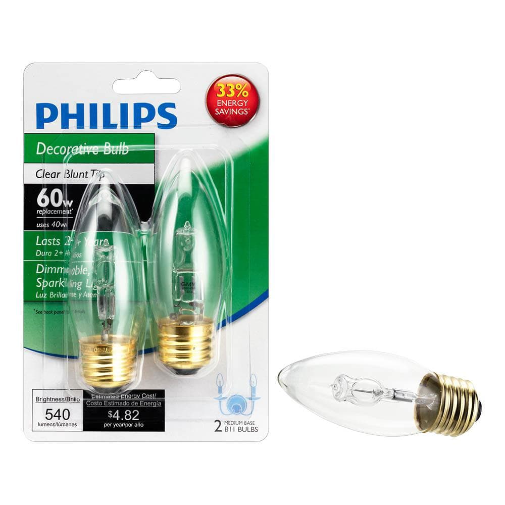 Philips 40-Watt Equivalent BA11 Halogen Bent Tip Candle Light Bulb (2-Pack) - Image 4