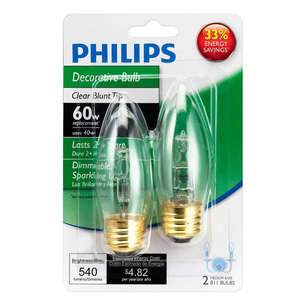 Philips 40-Watt Equivalent BA11 Halogen Bent Tip Candle Light Bulb (2-Pack) - Image 5