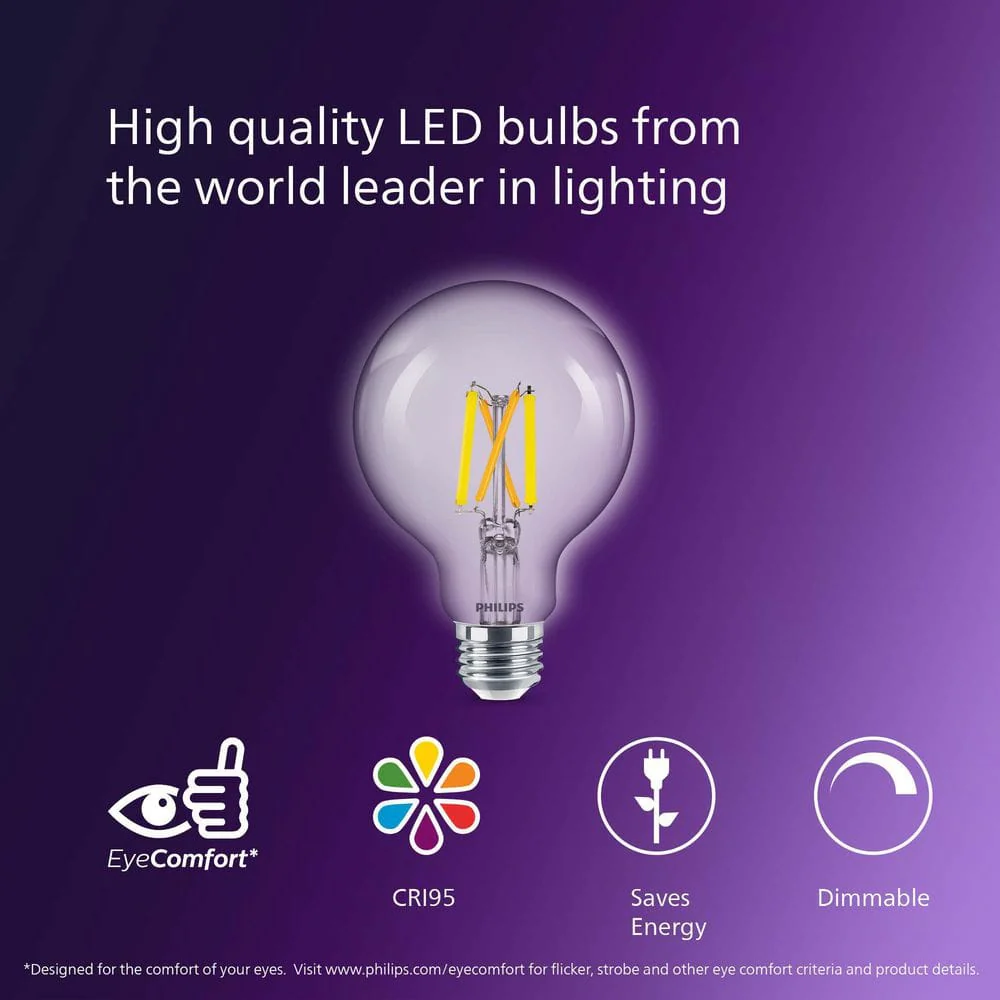 Philips 40-Watt Equivalent Daylight G25 Dimmable LED Light Bulb (2-Pack) - Image 3
