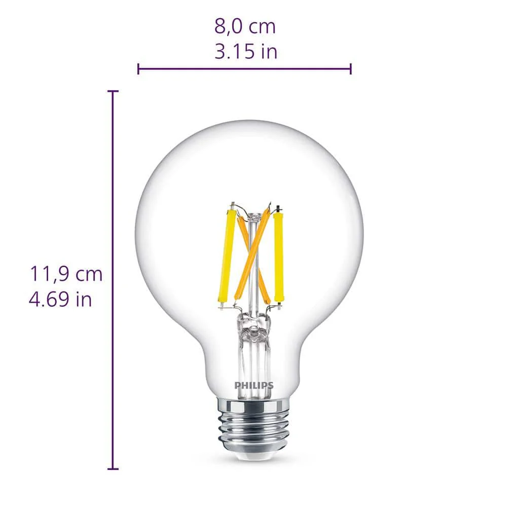 Philips 40-Watt Equivalent G25 Dimmable LED Light Bulb, Clear Glass, Warm Glow Effect, 2700K (2-Pack) - Image 6