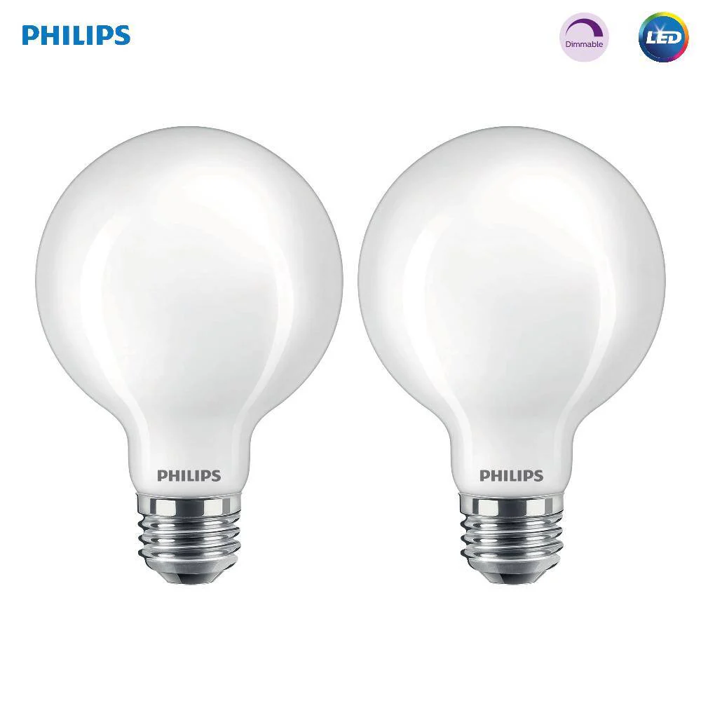 Philips 40-Watt Equivalent G25 Dimmable LED Light Bulb, Soft White, Frosted Globe (2-Pack) - Image 4
