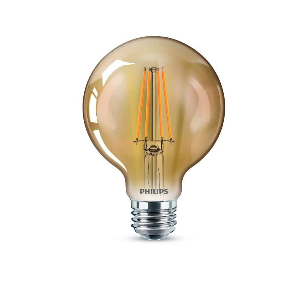 Philips 40-Watt Equivalent G25 Dimmable Vintage Glass Edison LED Globe Light Bulb, Amber Warm White 2000K (1 Bulb)