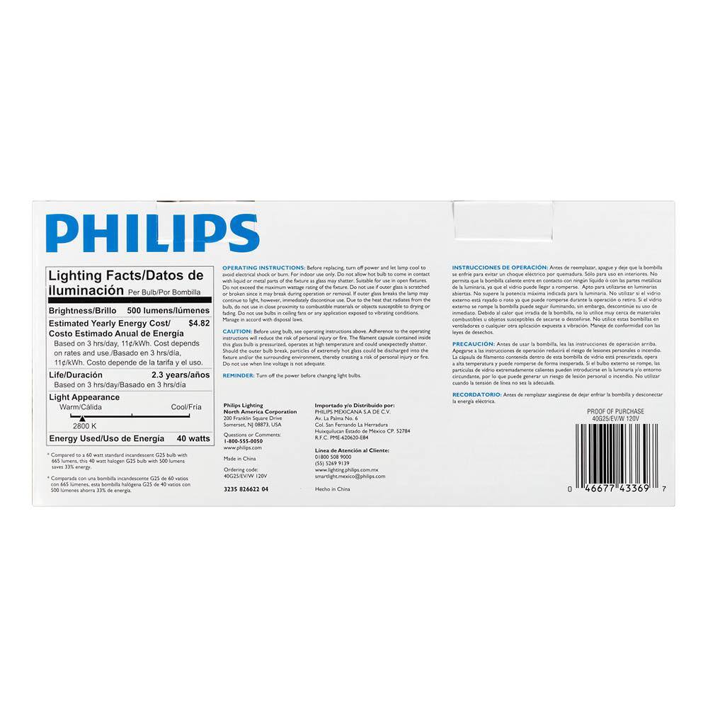 Philips 40-Watt Equivalent G25 Halogen White Decorative Globe Light Bulb (3-Pack) - Image 4