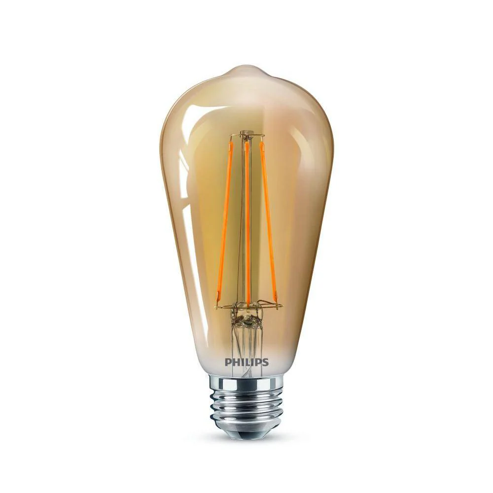 Philips 40-Watt Equivalent ST19 Dimmable Vintage Glass Edison LED Light Bulb, Amber Warm White 2000K, 4-Pack