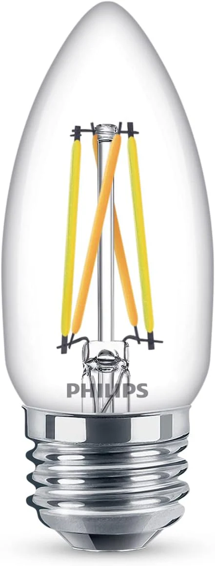 Philips 40W Equivalent BA11 LED Candle Bulbs, Soft White 2700K, Warm Glow Dimmable, E26 Medium Base, Bent Tip, 3.5W, 300 Lumens, 3-Pack - Image 2