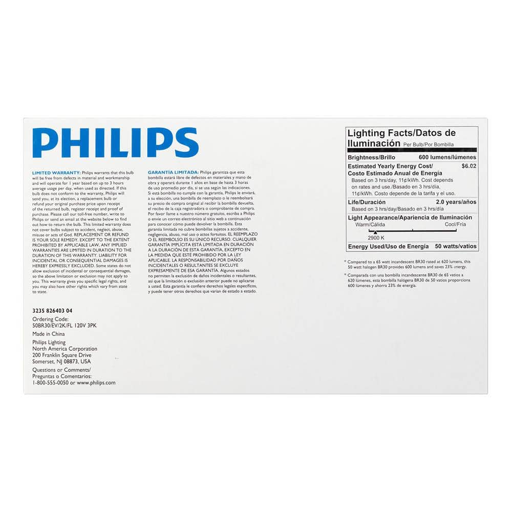 Philips 50-Watt Equivalent Halogen BR30 Dimmable Flood Light Bulb (3-Pack) - Image 3