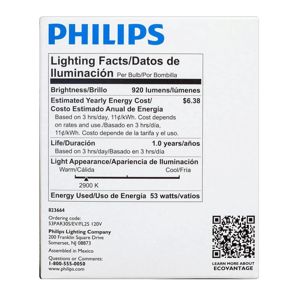 Philips 53-Watt Equivalent Halogen PAR30S Dimmable Floodlight Bulb, 920 Lumens, 2900K Soft White - Image 3