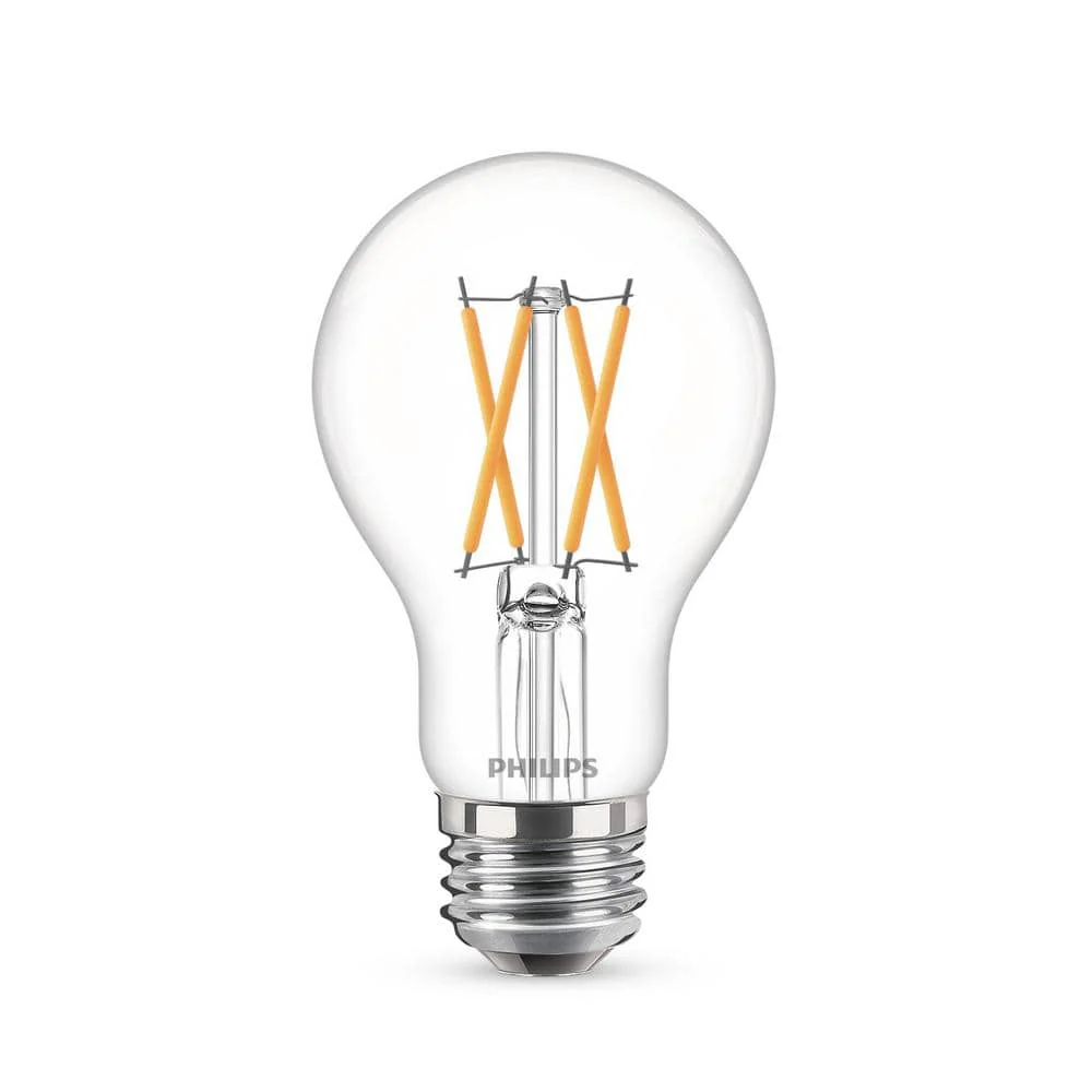 Philips 60-Watt Equivalent A19 Dimmable LED Bulb with Warm Glow, Clear Glass, Soft White 2700K (2-Pack) - Image 3