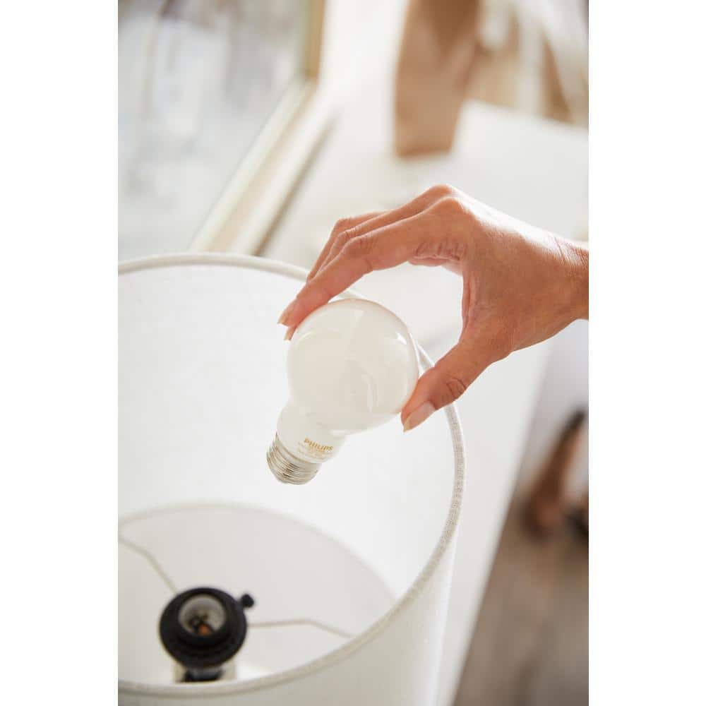 Philips 60-Watt Equivalent A19 Dimmable LED Bulb with Warm Glow, Clear Glass, Soft White 2700K (2-Pack) - Image 6