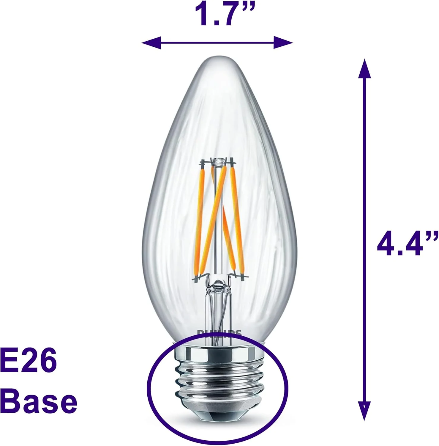 Philips 60-Watt Equivalent F15 Dimmable LED Post Light Bulb, Soft White Clear, Warm Glow Effect, E26 Base, 1-Pack - Image 3