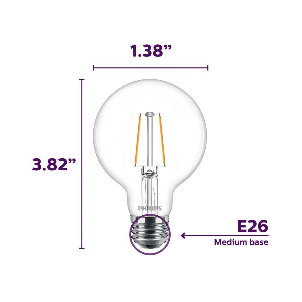 Philips 60-Watt Equivalent G25 Dimmable Daylight LED Light Bulb (2-Pack) - Image 2