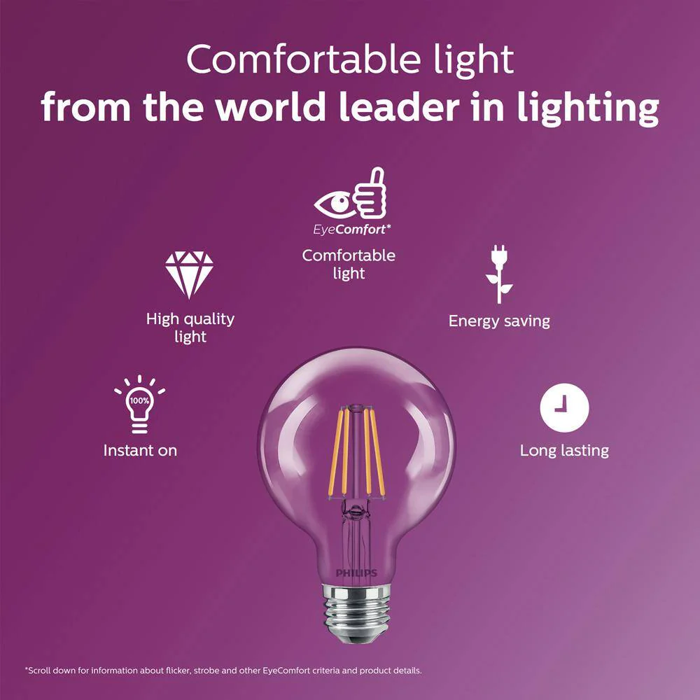 Philips 60-Watt Equivalent G25 Dimmable Daylight LED Light Bulb (2-Pack) - Image 3