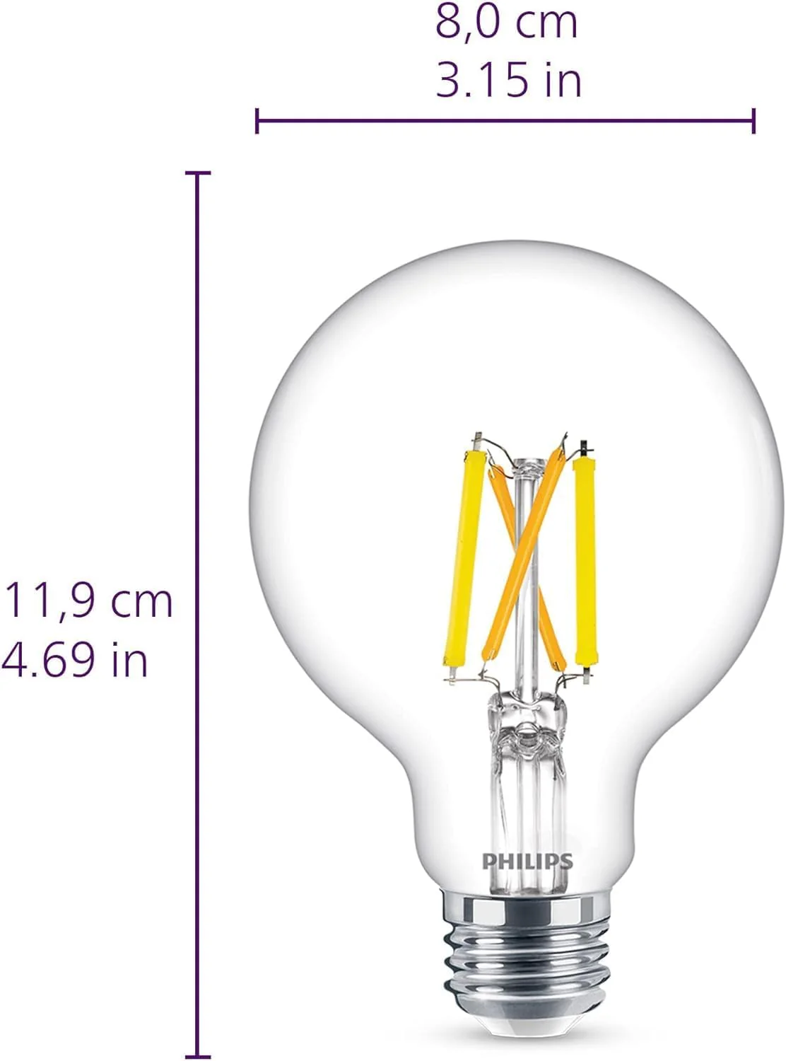 Philips 60-Watt Equivalent G25 Dimmable LED Light Bulb, Frosted Daylight, 500 Lumens, CRI 95 (8-Pack) - Image 4