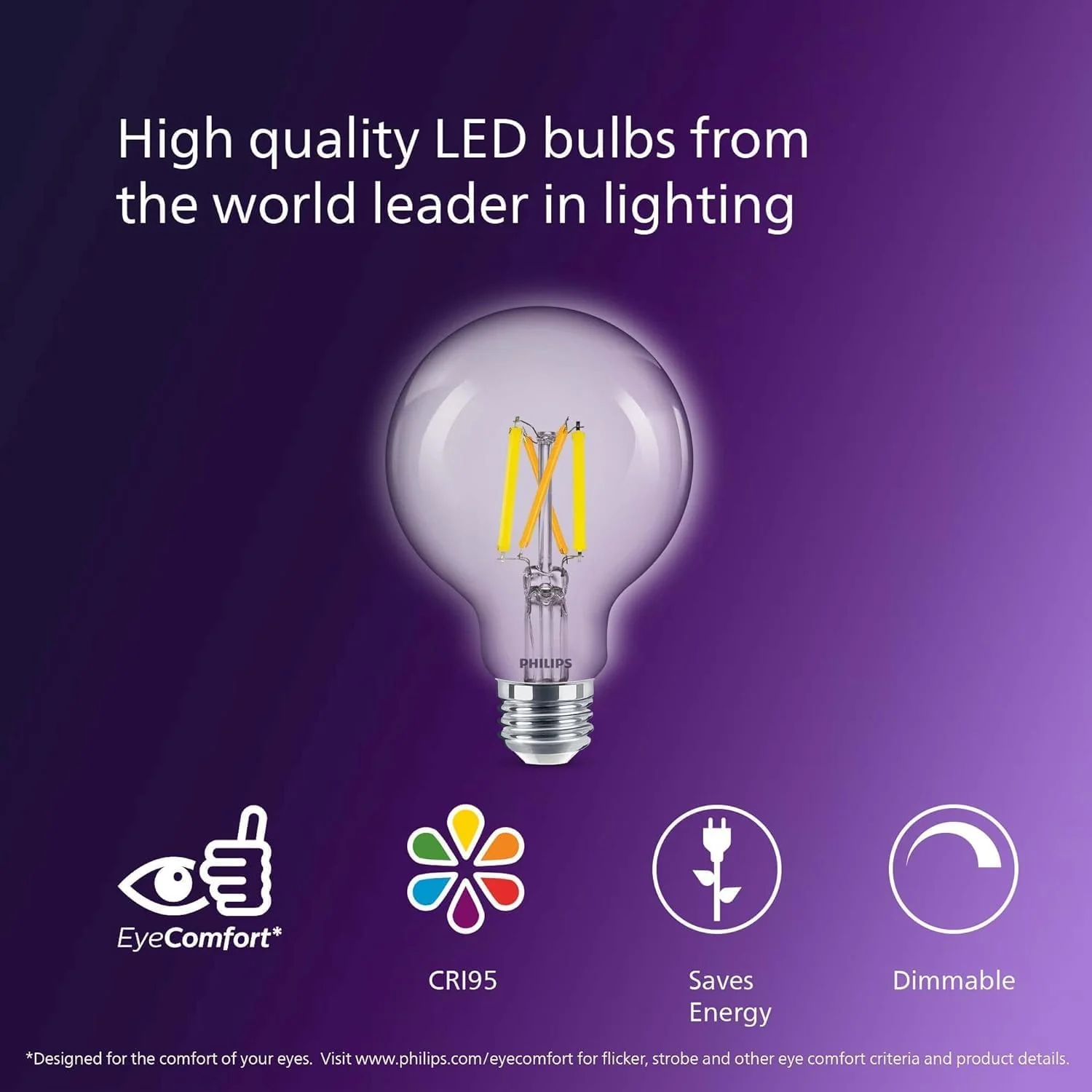 Philips 60-Watt Equivalent G25 Dimmable LED Light Bulb, Frosted Daylight, 500 Lumens, CRI 95 (8-Pack) - Image 5