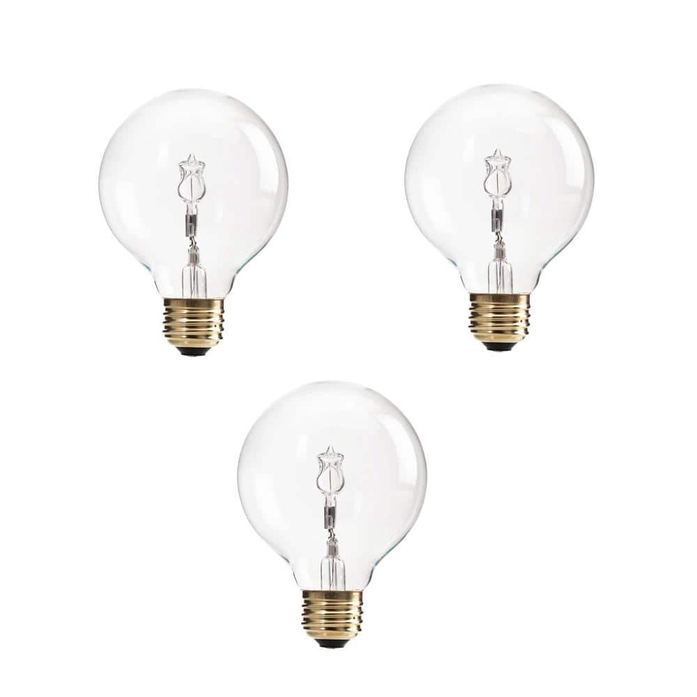 Philips 60-Watt Equivalent G25 Halogen Clear Decorative Globe Light Bulb (3-Pack)