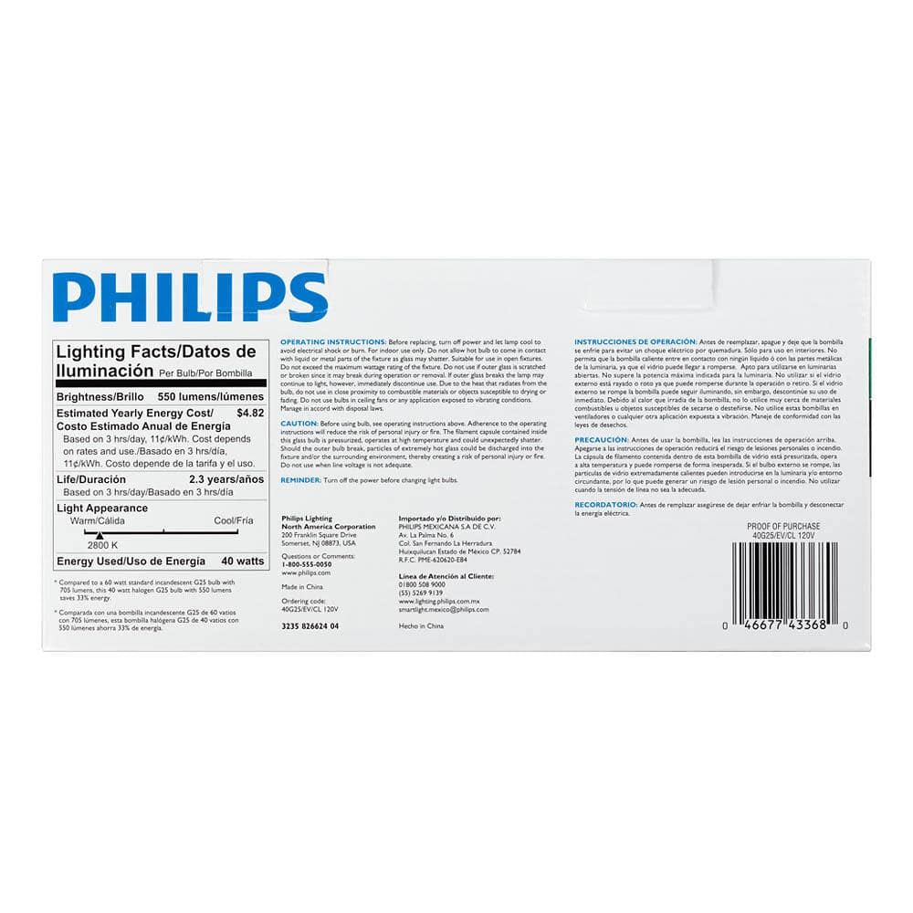Philips 60-Watt Equivalent G25 Halogen Clear Decorative Globe Light Bulb (3-Pack) - Image 6