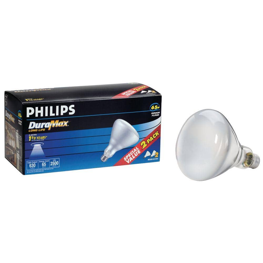 Philips 65-Watt BR40 Incandescent DuraMax Indoor Flood Light Bulb (2-Pack) - Image 3