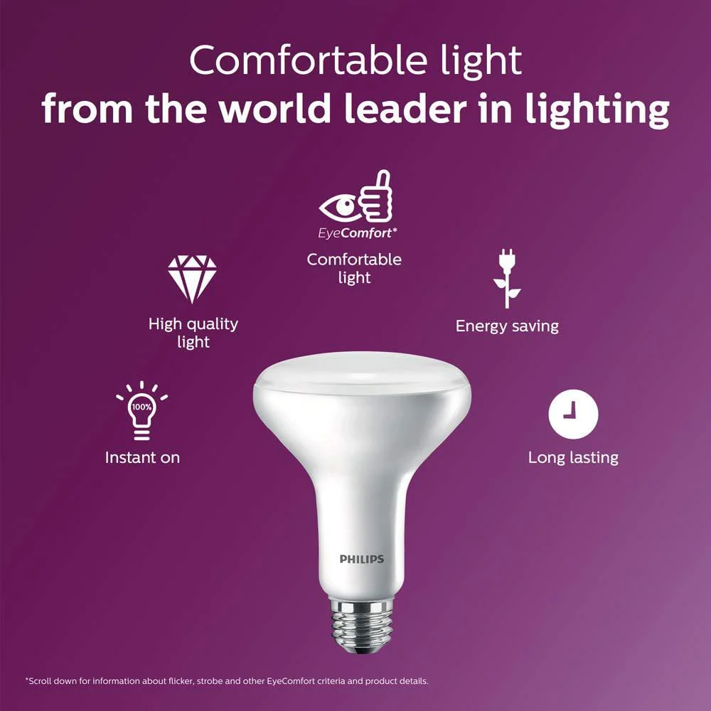 Philips 65-Watt Equivalent BR40 Dimmable Flood LED Light Bulb, Soft White (2700K) with Warm Glow Dimming - Image 6