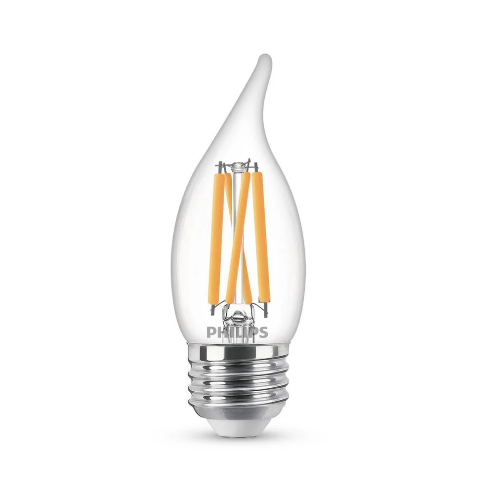 Philips 75-Watt Equivalent BA11 Dimmable Edison Glass LED Candle Light Bulb, Bent Tip, Medium Base, Daylight 5000K (6-Pack)