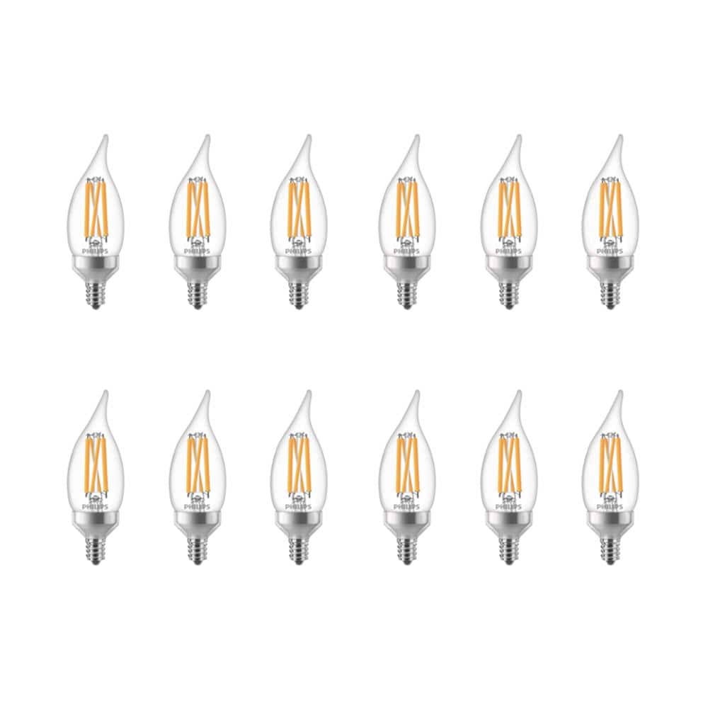 Philips 75-Watt Equivalent BA11 Dimmable Warm Glow LED Candle Light Bulbs, Bent Tip, E12 Base, Soft White 2700K (3-Pack)