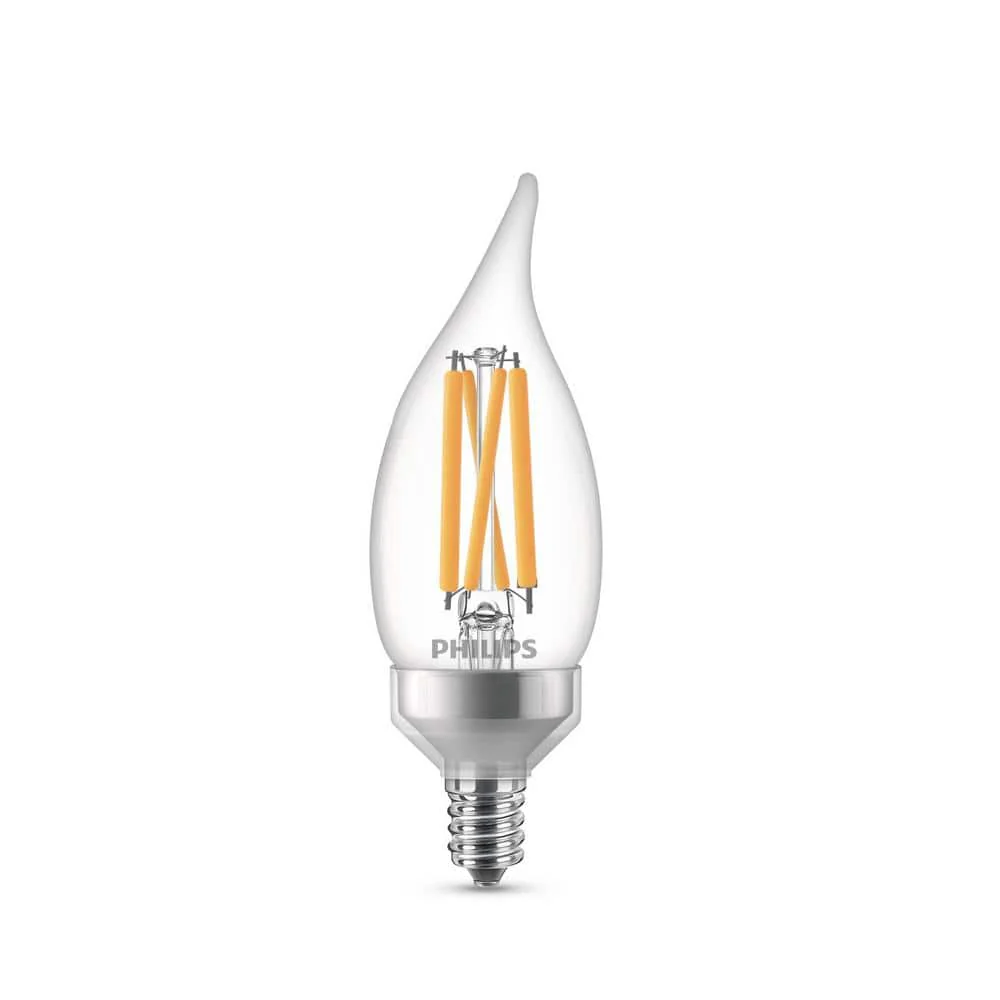 Philips 75-Watt Equivalent BA11 Dimmable Warm Glow LED Candle Light Bulbs, Bent Tip, E12 Base, Soft White 2700K (3-Pack) - Image 3