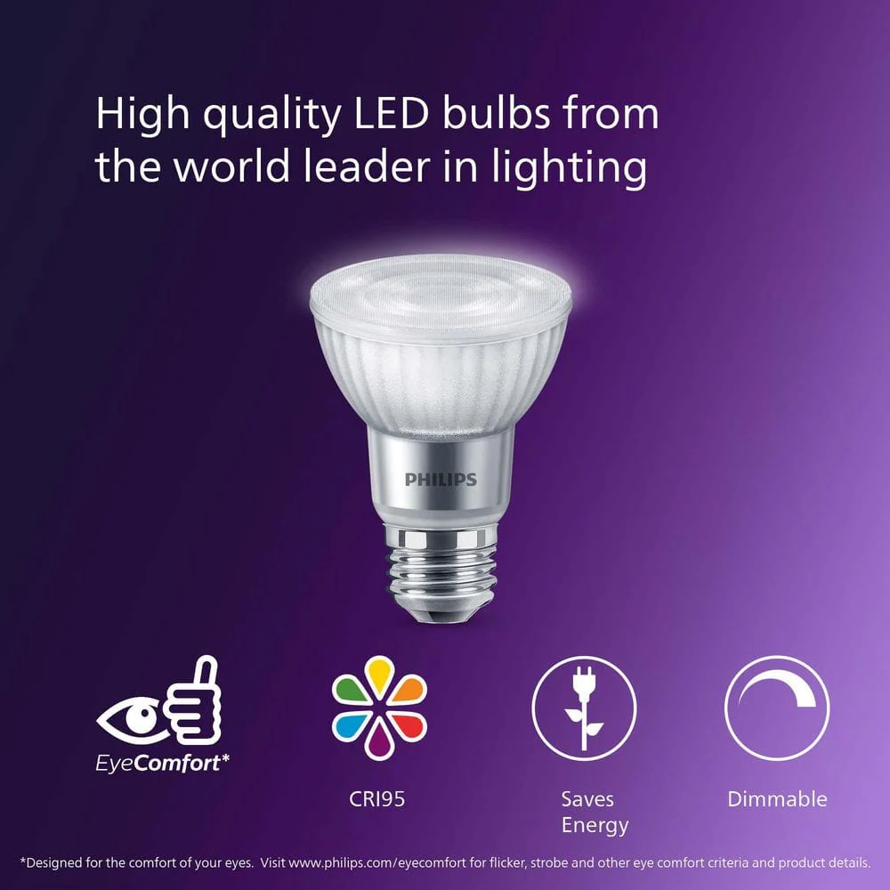 Philips 75-Watt Equivalent PAR20 High Output Dimmable Flood LED Light Bulb, Daylight 5000K, 1-Bulb - Image 3