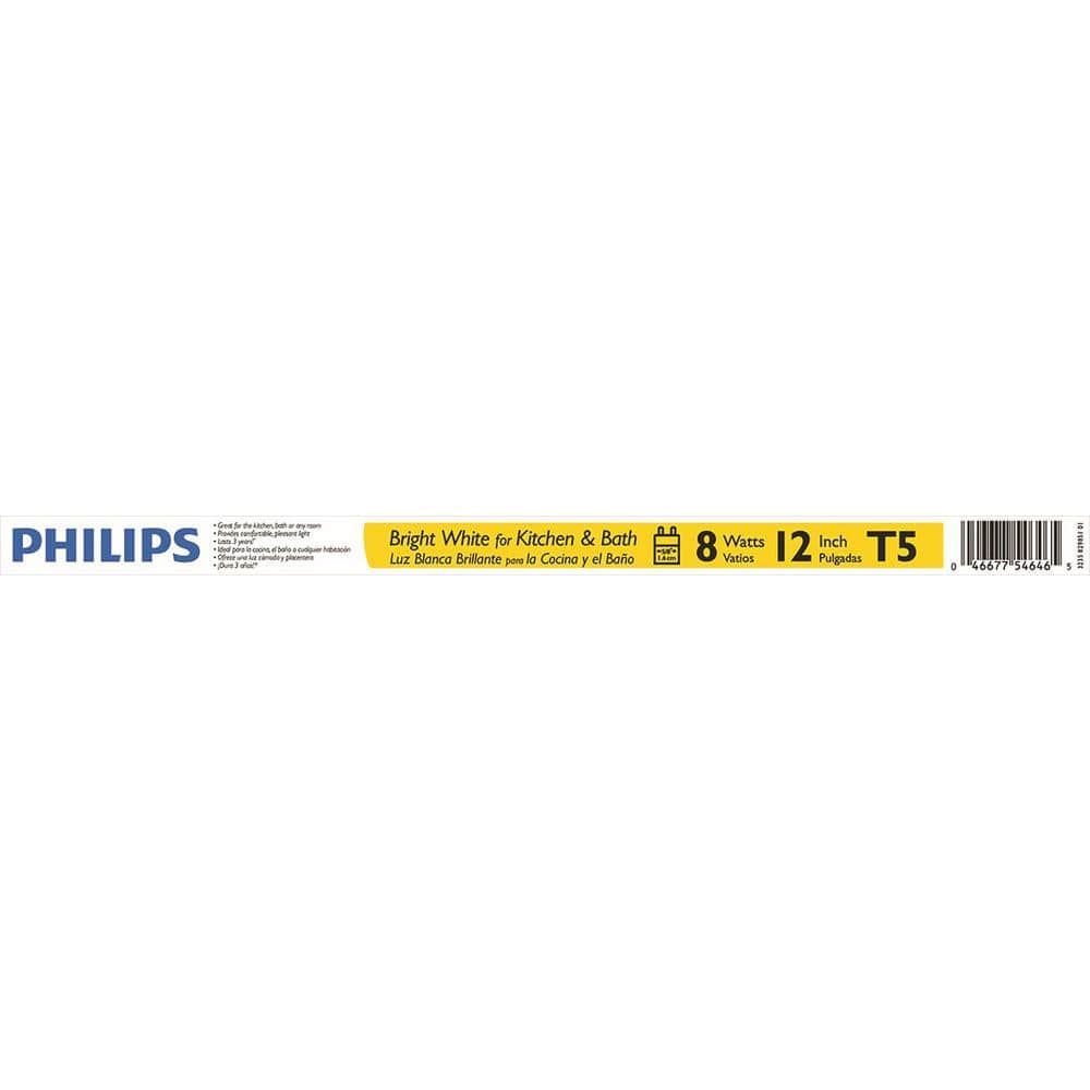 Philips 8-Watt 12 in. Linear T5 Fluorescent Tube Light Bulb, Bright White 3000K - Image 5