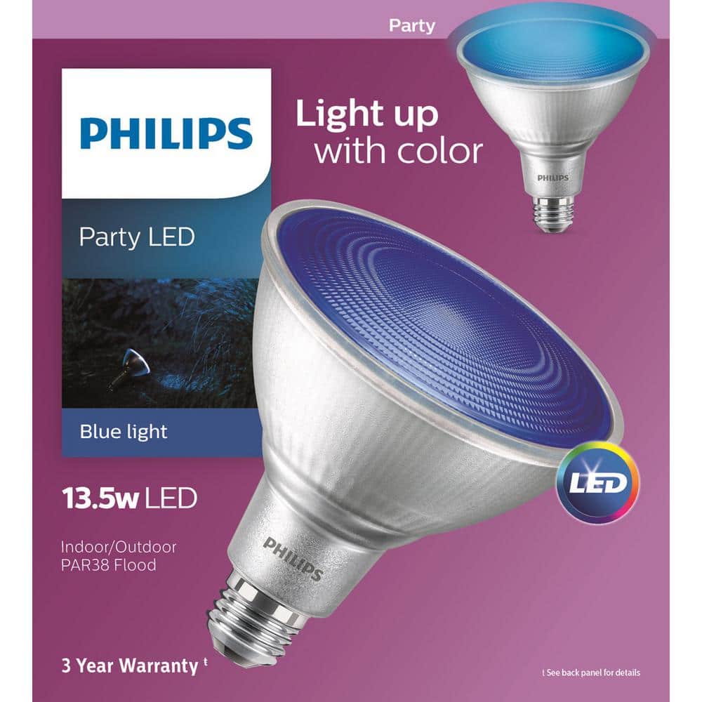 Philips 90-Watt Equivalent PAR38 LED Flood Bulb, Blue Light (469072) - Image 4