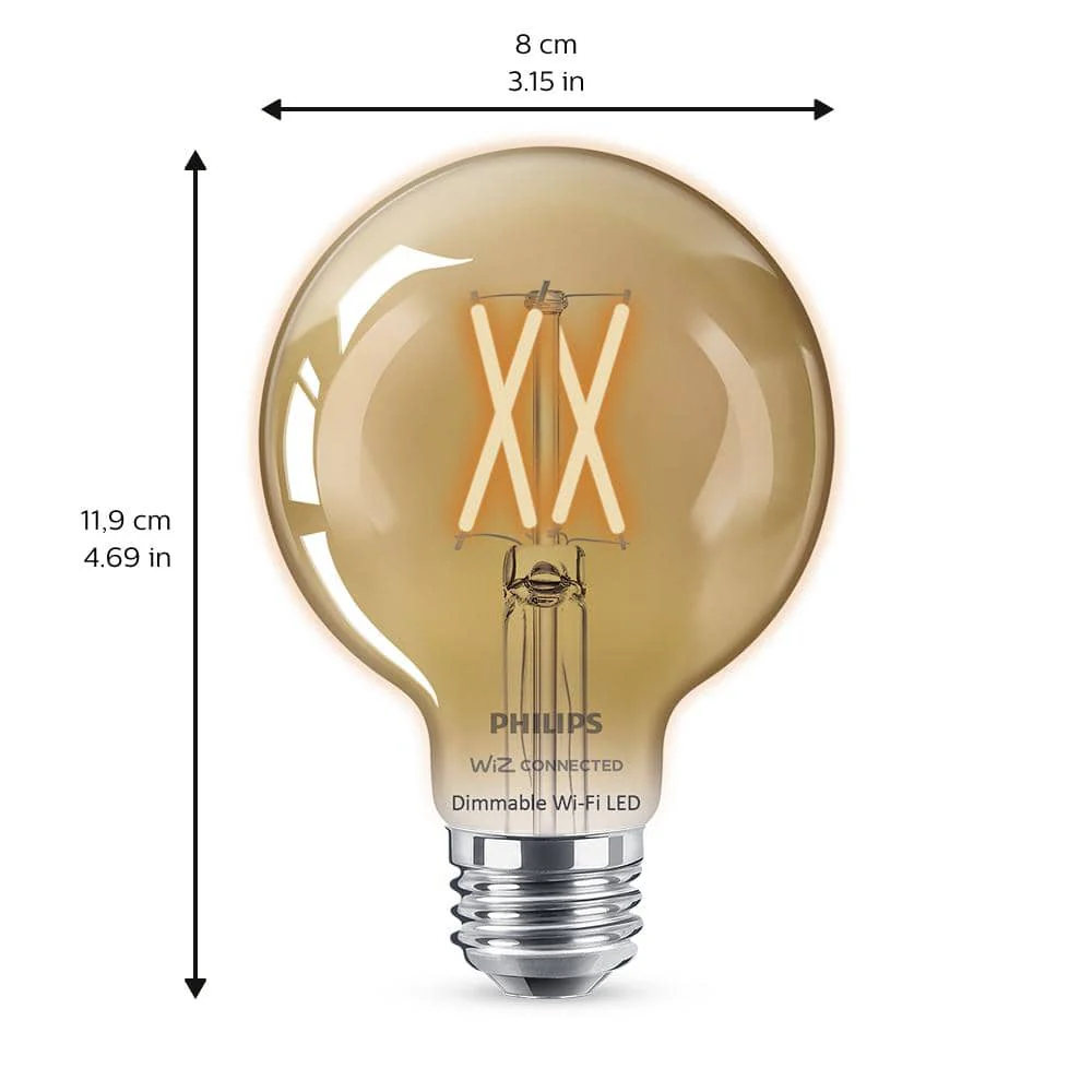 Philips Amber G25 LED 40W Equivalent Dimmable Smart Wi‑Fi WiZ Connected Light Bulb (G25, E26 Base) - Image 4