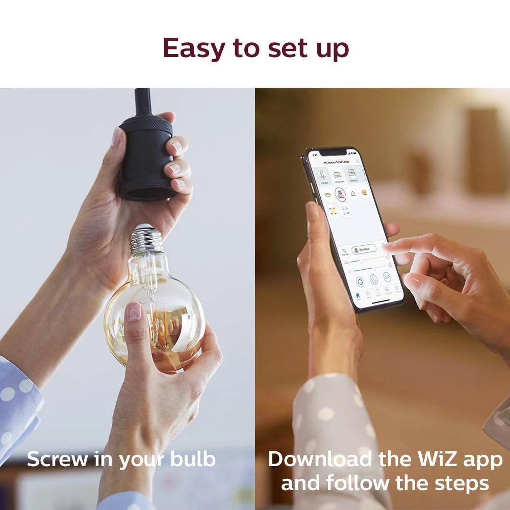 Philips Amber G25 LED 40W Equivalent Dimmable Smart Wi‑Fi WiZ Connected Light Bulb (G25, E26 Base) - Image 8