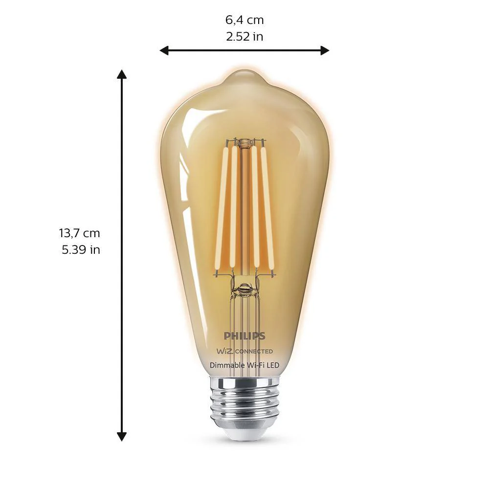 Philips Amber ST19 LED 40-Watt Equivalent Dimmable Smart Wi‑Fi (WiZ Connected) Wireless Light Bulb - Image 4