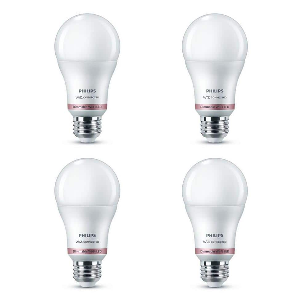 Philips Daylight A19 LED 60-Watt Equivalent Dimmable Smart Wi‑Fi Wiz Connected Wireless Light Bulb (4-Pack)